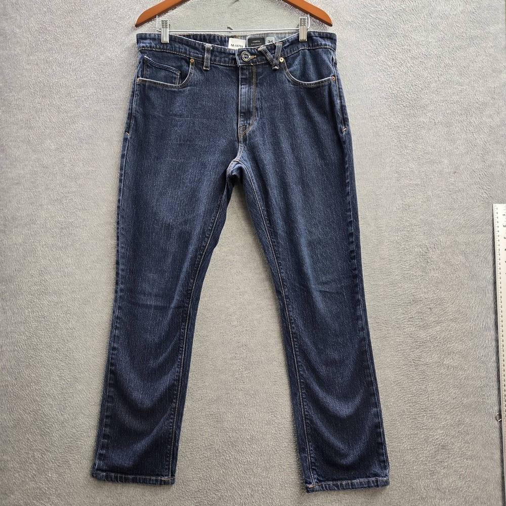 Volcom Men Jeans 34 Blue Denim Vorta Slim‎ Straight 27" Inseam